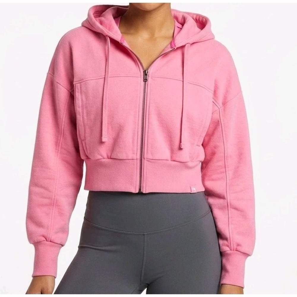 JoyLab Hot Pink Cropped Zip Hoodie Size S